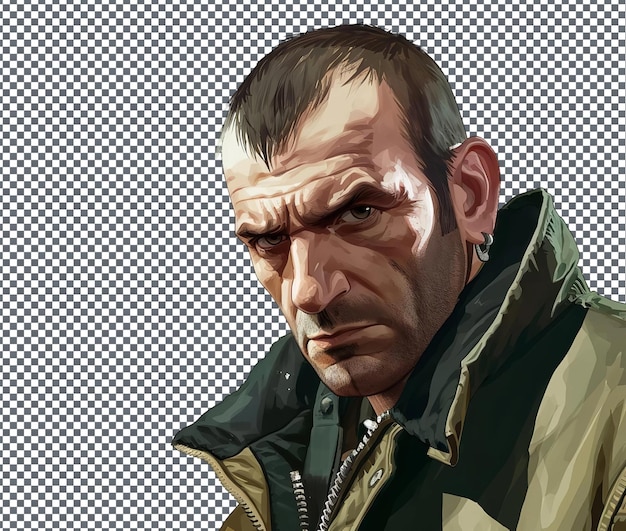 PSD magnífico niko bellic grand isolado em fundo transparente