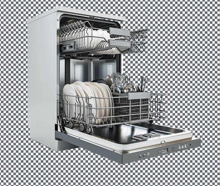 PSD magnífico programador de lavador de platos con ia aislado en un fondo transparente