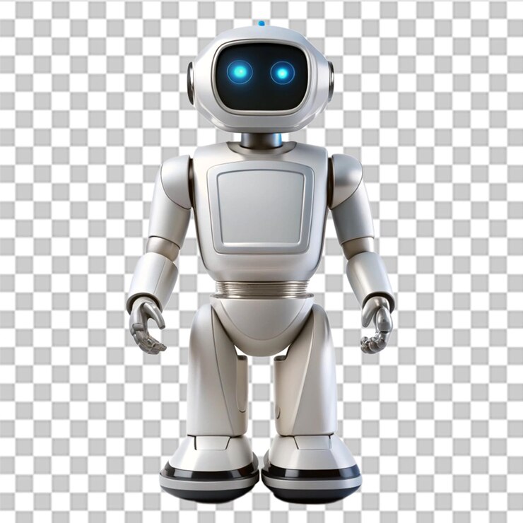 PSD magnífico robot asistente personal con energía ai aislado sobre un fondo transparente