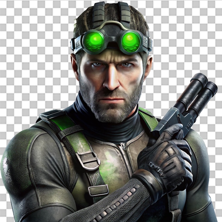 PSD el magnífico sam fisher splinter aislado sobre un fondo transparente