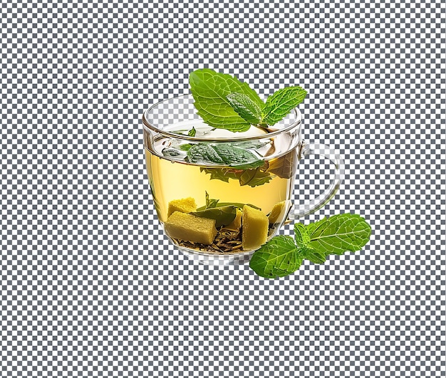 Magnífico té verde gambiano aislado sobre un fondo transparente