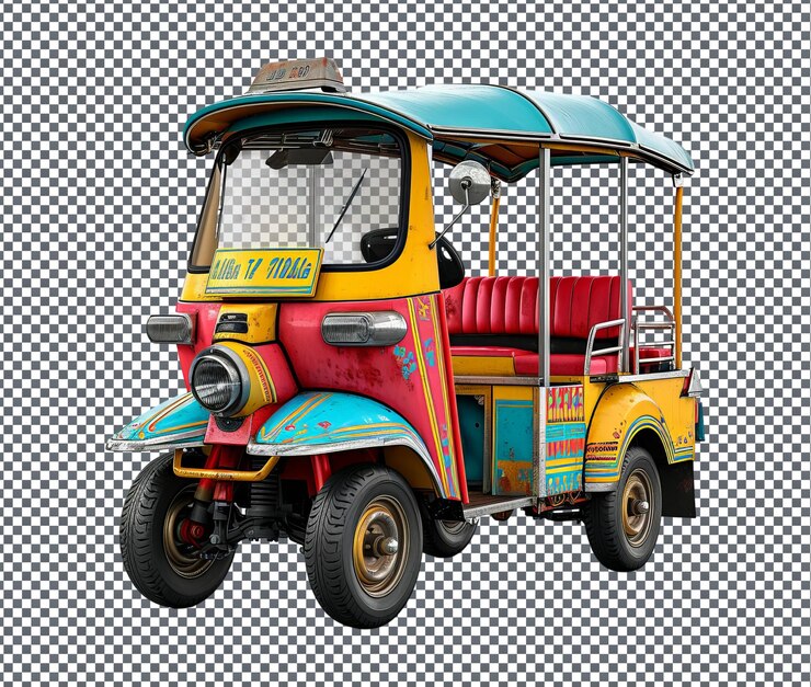 PSD magnífico tuktuk auto rickshaw aislado en un fondo transparente