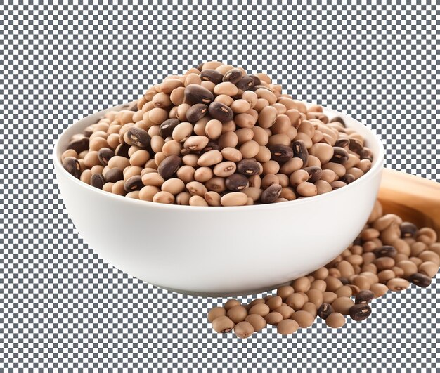 Magníficos guisantes de ojos negros secos aislados sobre fondo blanco