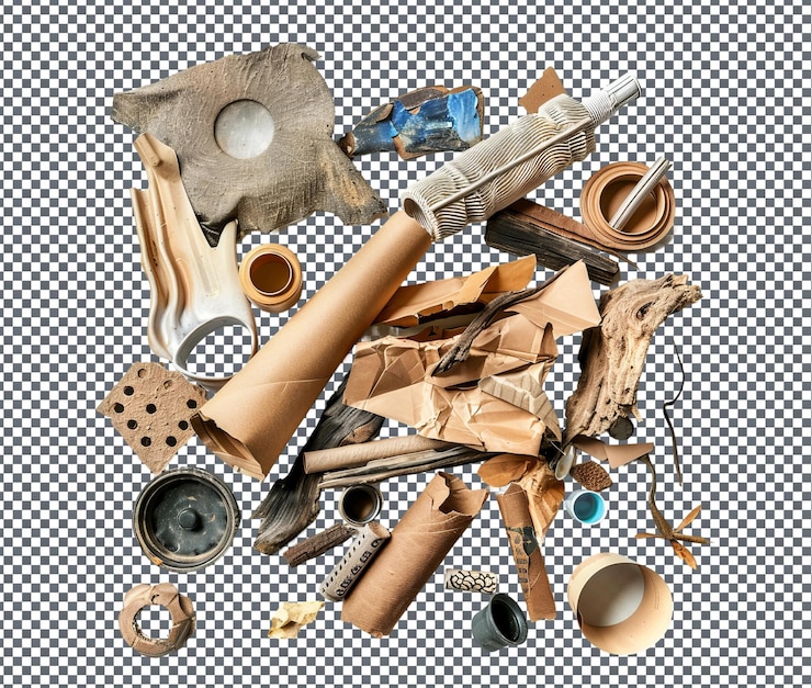 PSD magníficos materiales reciclados aislados en un fondo transparente