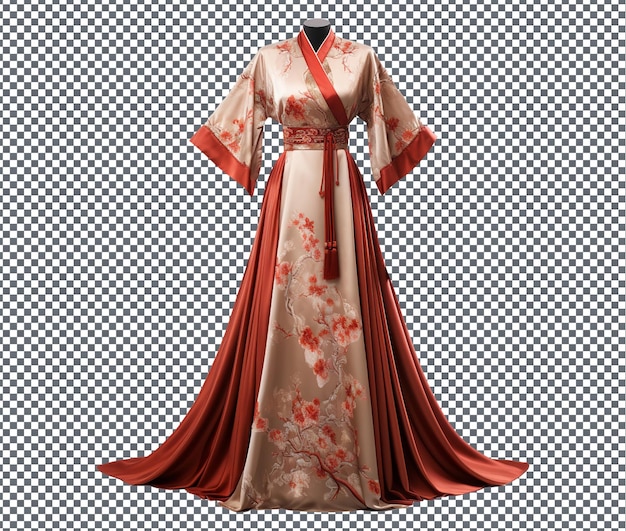 PSD magníficos vestidos de seda chineses isolados em fundo transparente