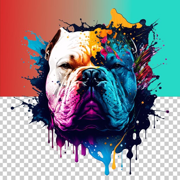 PSD magnifique art numérique d'un bouledogue jouant dans un abri d'éclaboussures