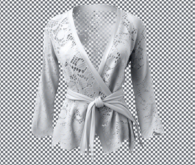 Magnifique cardigan enveloppant en dentelle isolé sur fond transparent