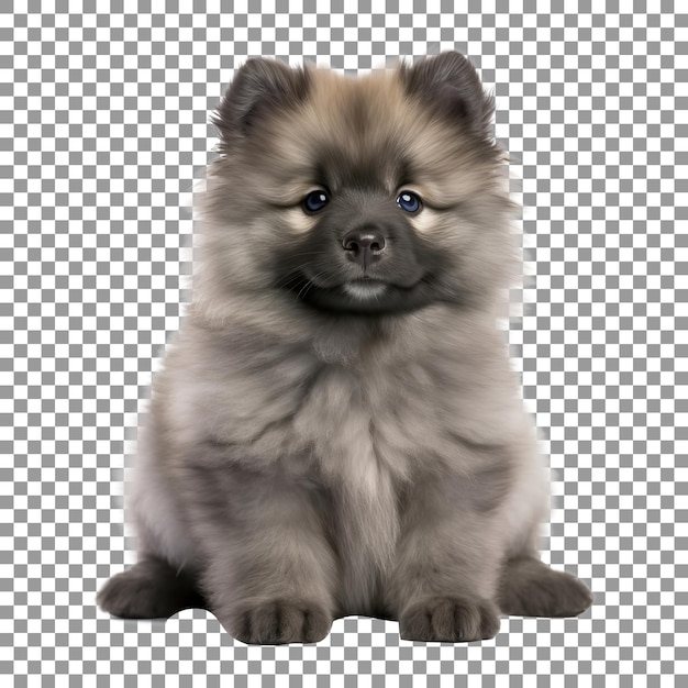 PSD magnifique chiot keeshond isolé sur fond transparent