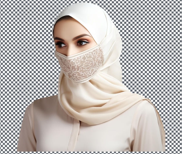 PSD magnifique masque facial eid mubarak isolé sur fond transparent