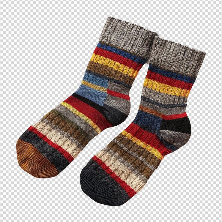 PSD magnifiques chaussettes d'équipage de mélange de laine isolées sur un fond transparent