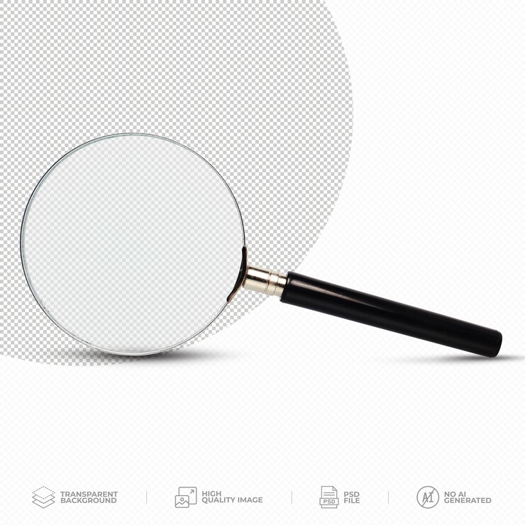 PSD magnifying glass on transparent background psd