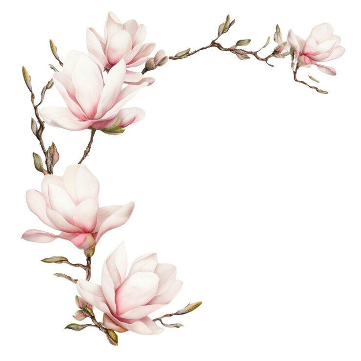 PSD magnolia à l'aquarelle rose fleur douce clipart élégant