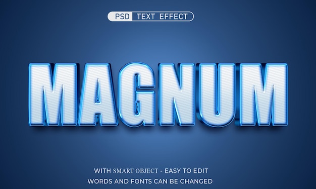 PSD magnum com estilo 3d de efeito de texto editável brilhante