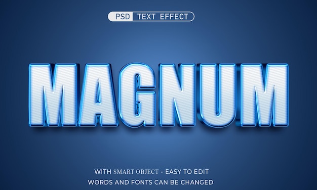 Magnum con efecto de texto editable brillante estilo 3d