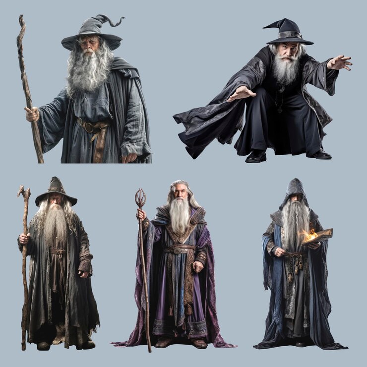 PSD magos de fantasía con túnicas mágicas