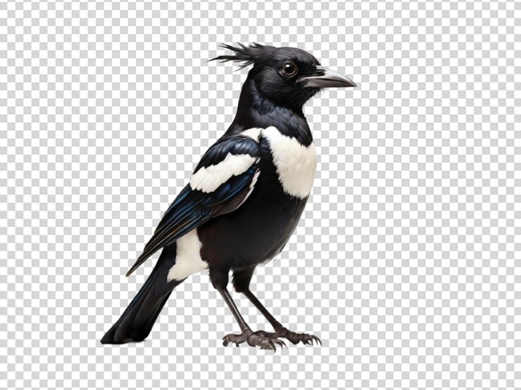 PSD magpie sobre un fondo transparente