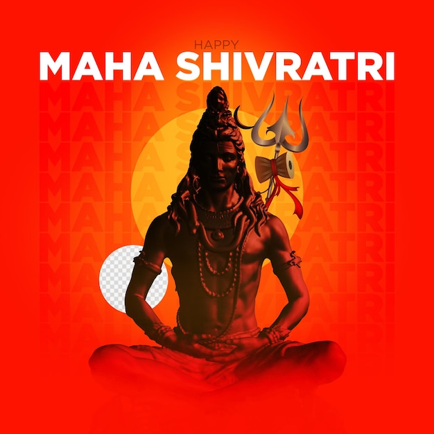 Maha Shivratri 3D-Rendered-Vorlage für soziale Medien