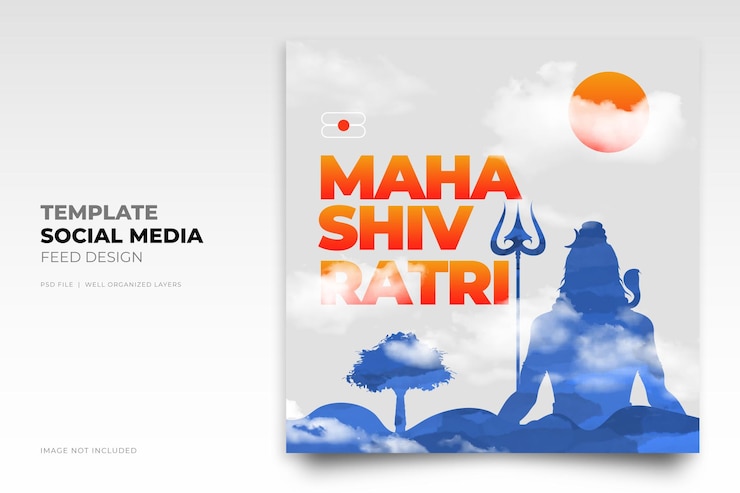 PSD maha shivratri lord shiva soziale medien instagram post vorlage