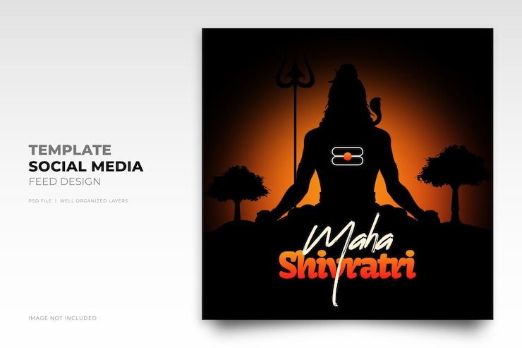 PSD maha shivratri el señor shiva las redes sociales plantilla de publicación de instagram