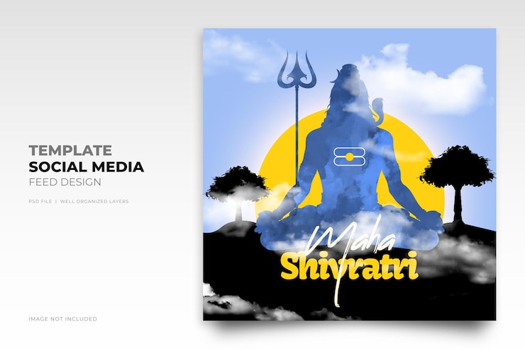 PSD maha shivratri signore shiva modello di post instagram per i social media