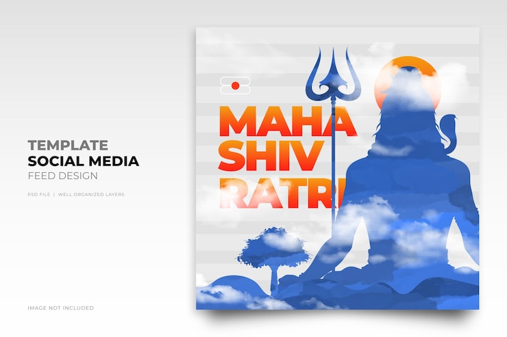PSD maha shivratri signore shiva modello di post instagram per i social media