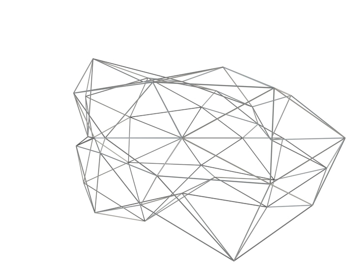 PSD maillage polygonal filaire forme 3d abstraite