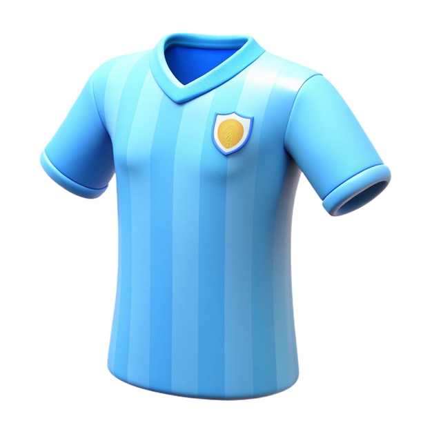 un maillot à rayures bleues et blanches avec un bouton jaune sur le devant