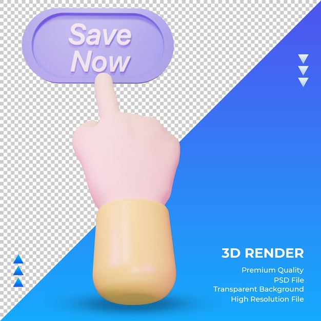 Main 3d Enregistrer Maintenant Vue De Face De Rendu