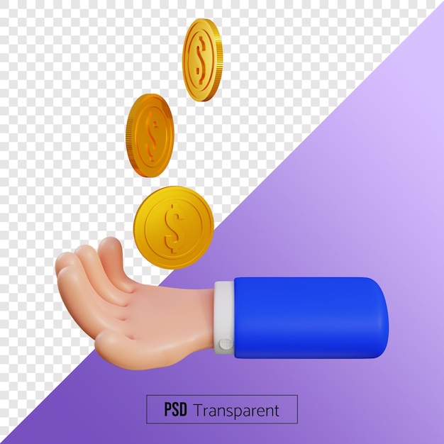 Main 3D avec des pièces volantes