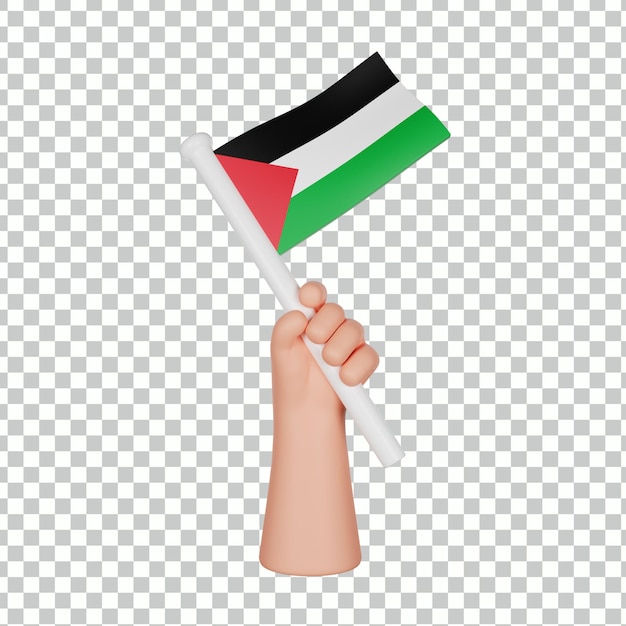 Main 3D tenant un drapeau de la Palestine