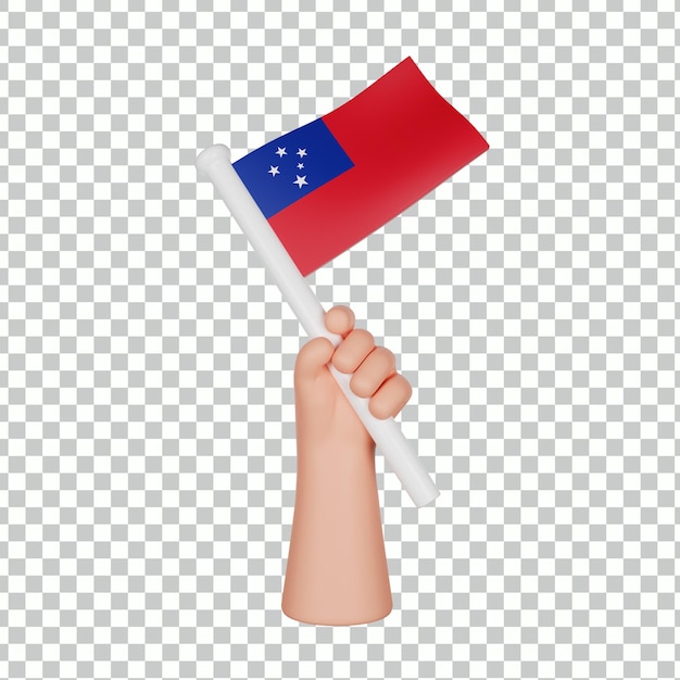 Main 3D tenant un drapeau des Samoa