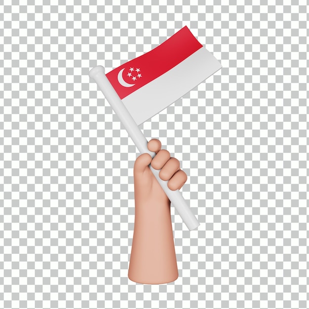 Main 3D tenant un drapeau de Singapour