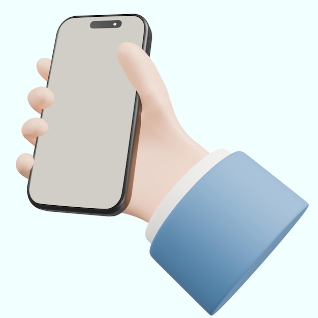La main 3D tenant un téléphone