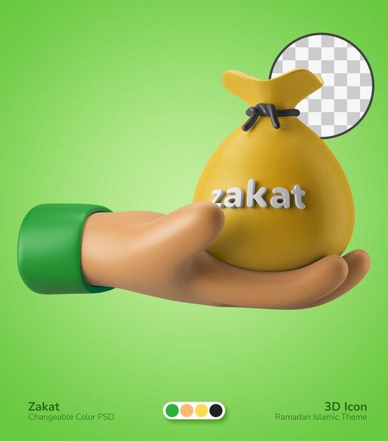 main donnant zakat eid al fitr tradition icône 3d illustration ramadan vacances islamiques