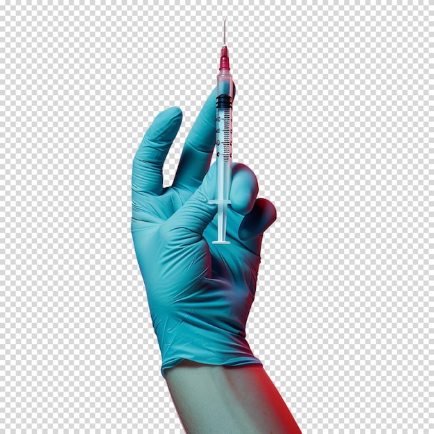 PSD la main du médecin avec la seringue isolée sur un fond transparent