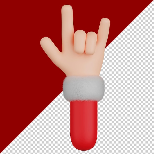 PSD main du père noël en chemise rouge avec illustration 3d de fourrure