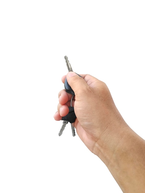 PSD main avec un fond transparent de clé de voiture