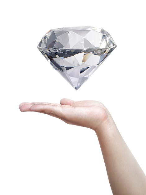 PSD main d'homme tenant le diamant sur fond transparent