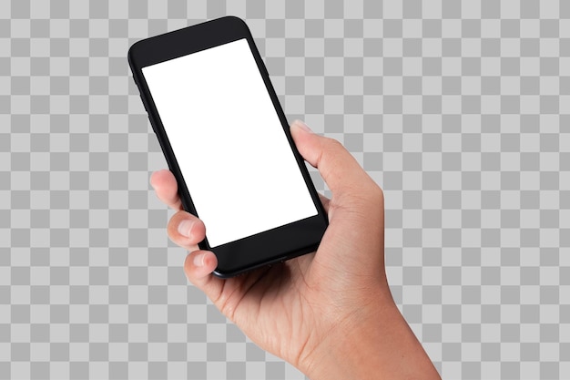 Main isolée tenant un smartphone