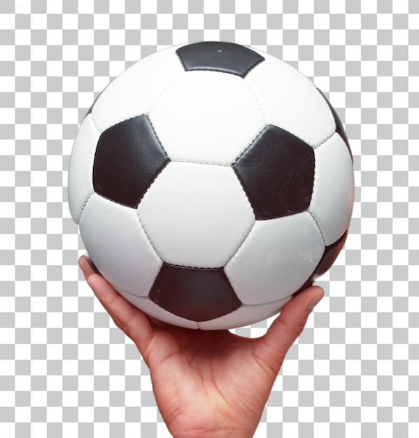 PSD main mâle isolé, tenant une balle de football