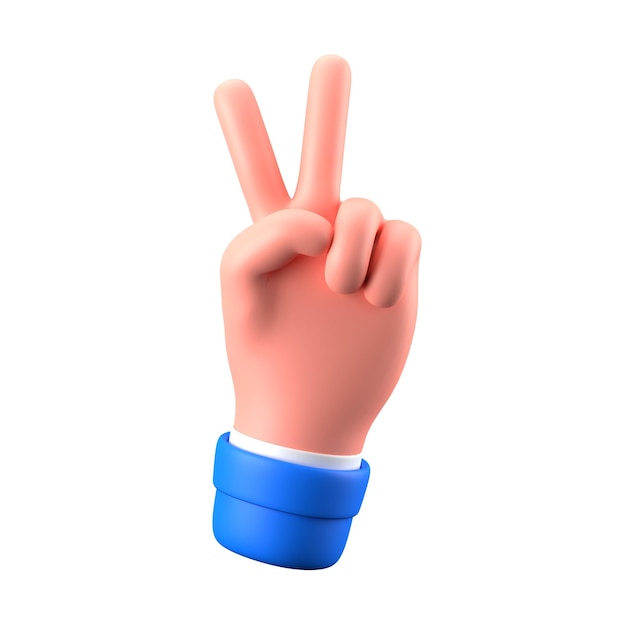 PSD la main de la paix les deux doigts la langue des signes