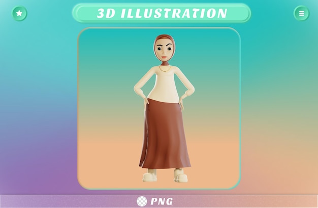 PSD main de personnage hijab 3d sur la taille