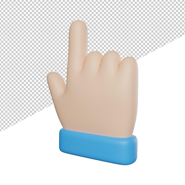 PSD main pointeur curseur côté vue rendu 3d icône illustration sur fond transparent