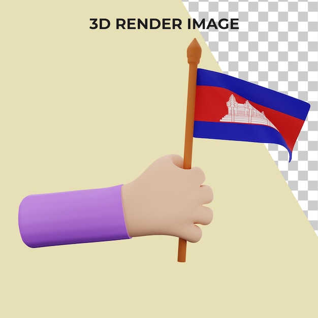PSD main de rendu 3d avec le concept de la fête nationale du cambodge