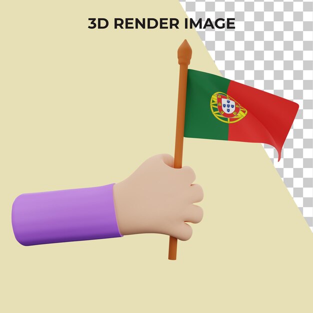 Main De Rendu 3d Avec Le Concept De La Fête Nationale Du Portugal