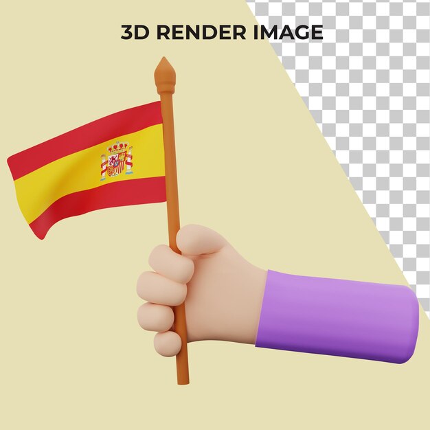 PSD main de rendu 3d avec le concept de la fête nationale espagnole