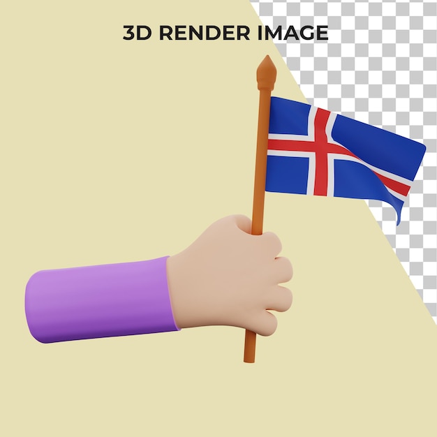 PSD main de rendu 3d avec le concept de la fête nationale de l'islande