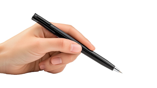 main avec stylo isolé sur fond transparent ou blanc