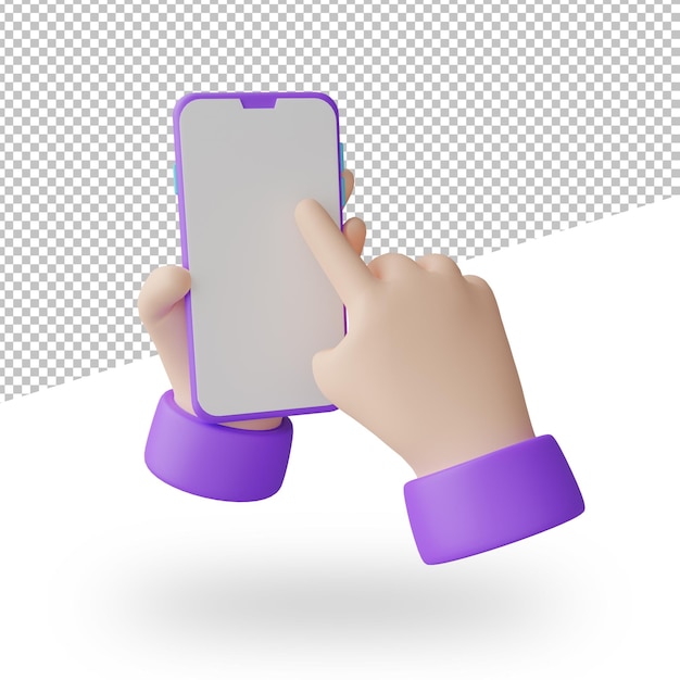 Main avec téléphone, téléphone en main illustration de rendu 3D