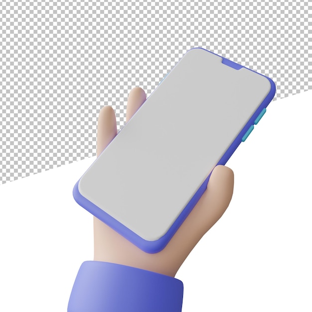 Main avec téléphone, téléphone en main illustration de rendu 3D